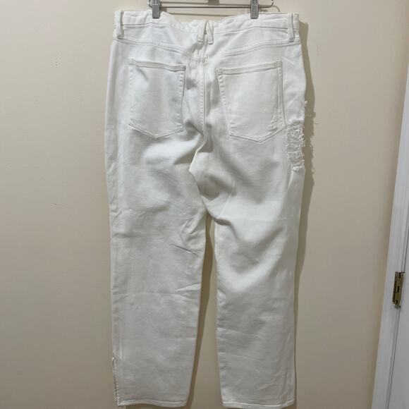 Good American Good Boy White Distressed Straight Jeans Split Hem Size 16 NEW NWT - Picture 13 of 15